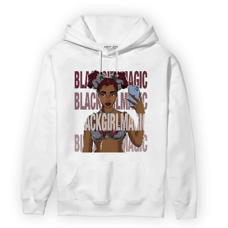 NastyJamz Burgundy 5s Hoodie Match Black Magic Girl Selfie