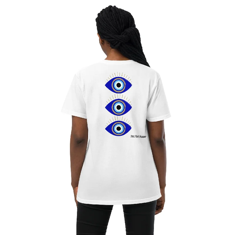 Hot Girl Evil Eye Garment-Dyed Pocket Graphic Short Sleeve Tee