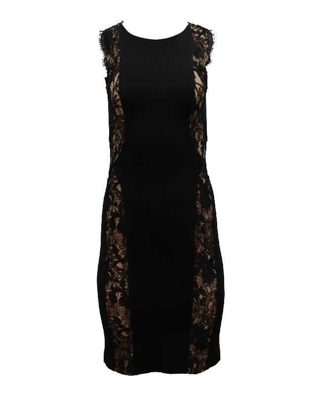 Emilio Pucci Lace-Trimmed Bodycon Dress in Black Viscose