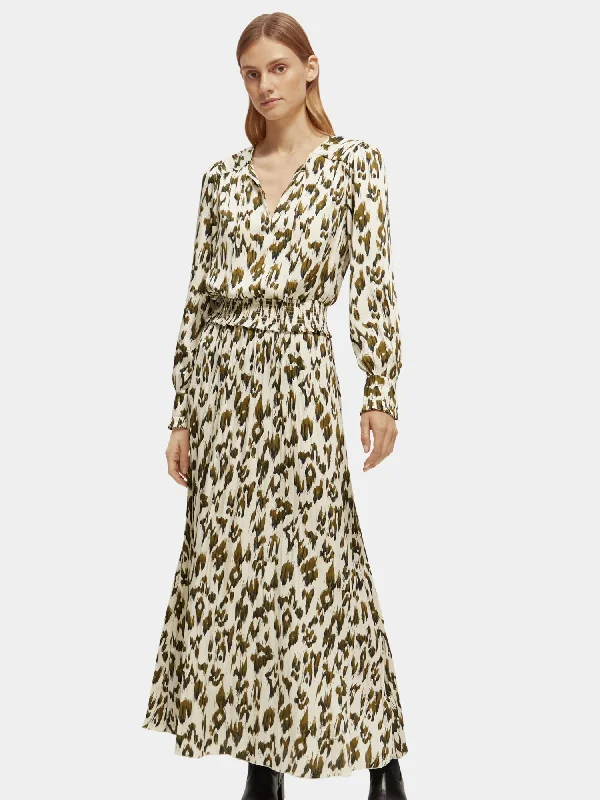 Printed long sleeved maxi dress