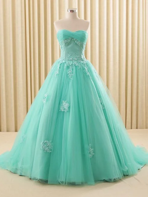 Bold, confident, and stylish women’s clothing   Turquoise Lace Ball Gown Dress prom dress  cg12099