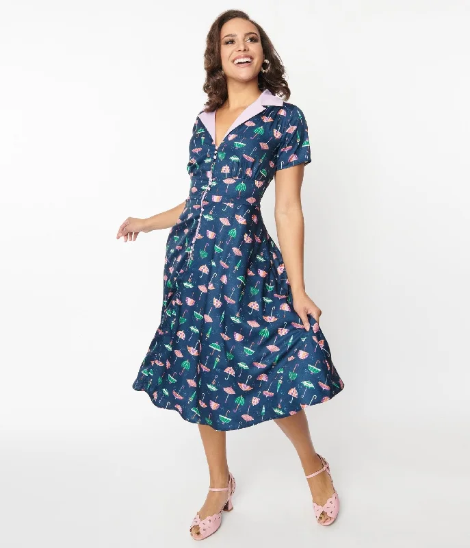 Look and feel your best in our women’s wear   Unique Vintage Purple Umbrella Print Swing Dress