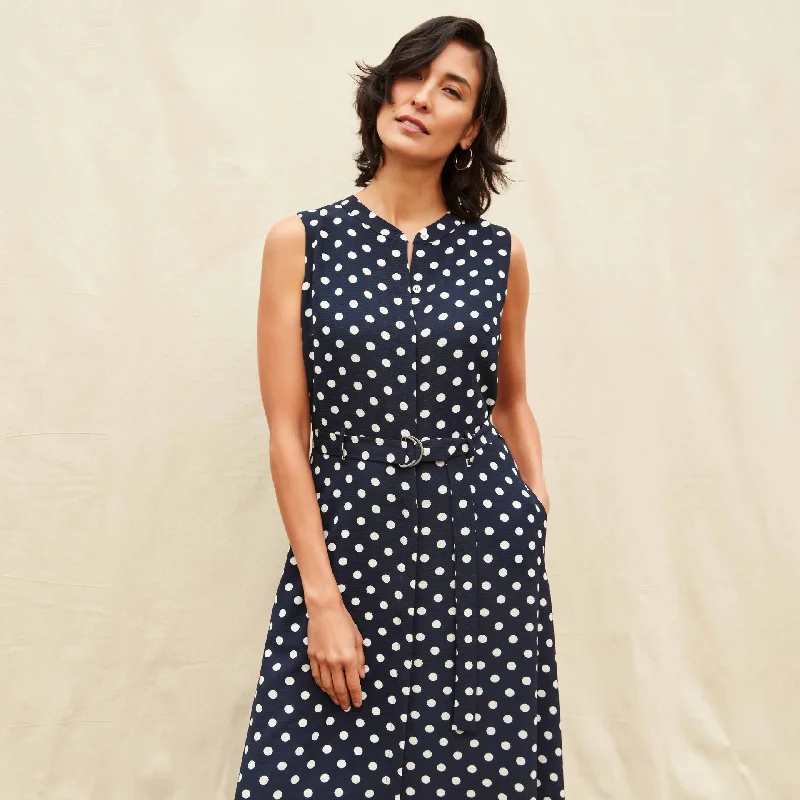 Soft, breathable fabrics for fashionable women   Joseph Ribkoff Sleeveless, Polka Dot Midi Dress