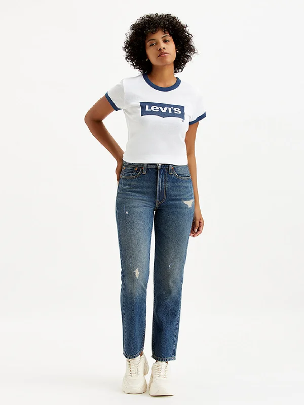 Feminine and fashionable clothing for every wardrobe Women's Mid Rise Wedgie Straight Fit Blue Jeans Feminine and fashionable clothing for every wardrobe Women's Mid Rise Wedgie Straight Fit Blue Jeans